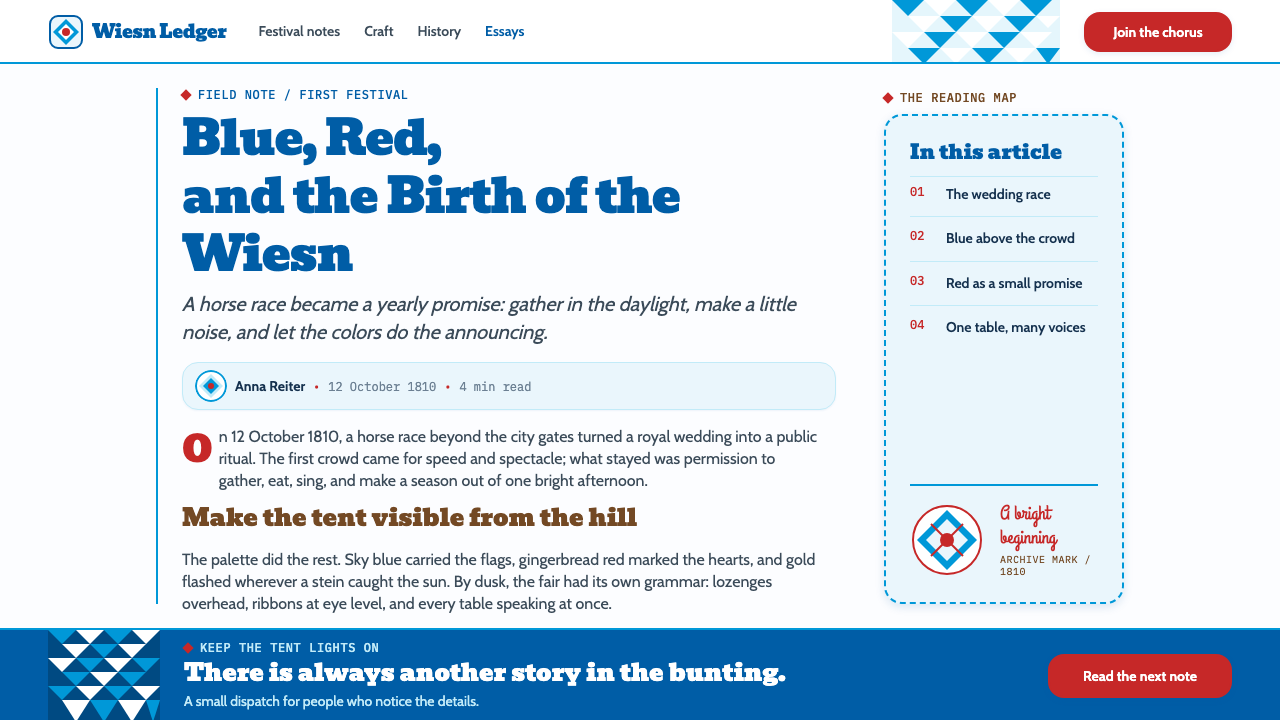 Oktoberfest Munich (1810) design style applied to a Article page