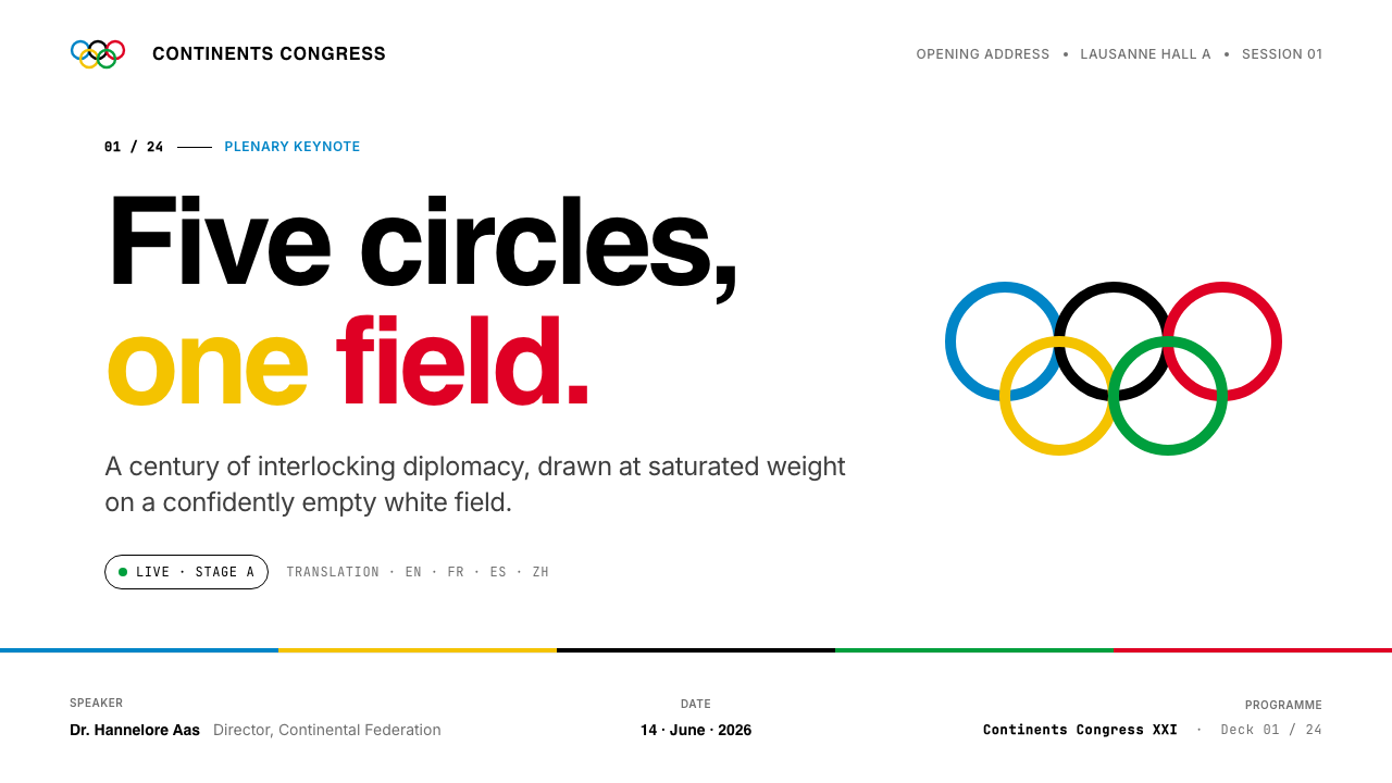 Olympics Five Rings (1912) 设计风格用在幻灯片 · 封面上