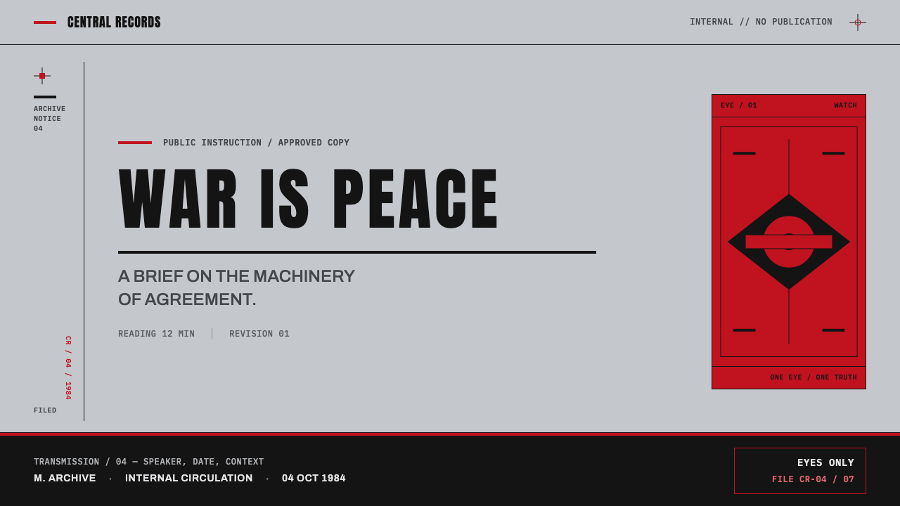 Orwell 1984 (Ministry Propaganda) 设计风格用在幻灯片 · 封面上