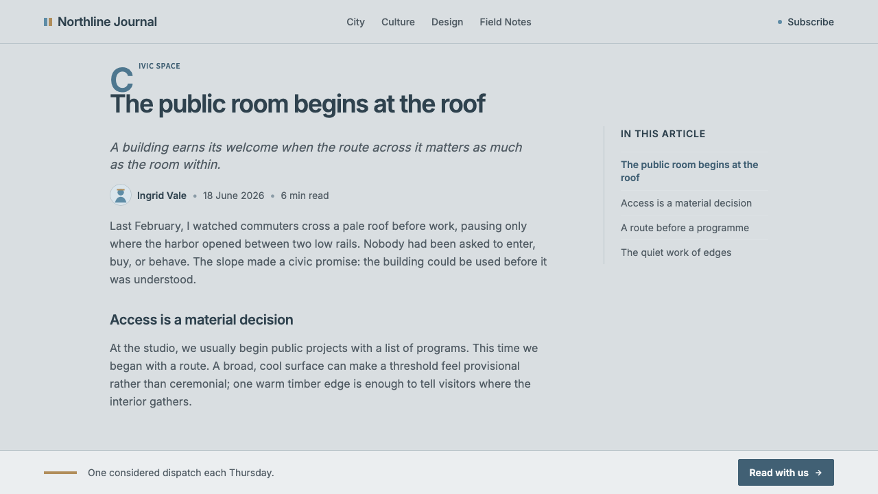 Oslo Opera House Snøhetta design style applied to a Article page