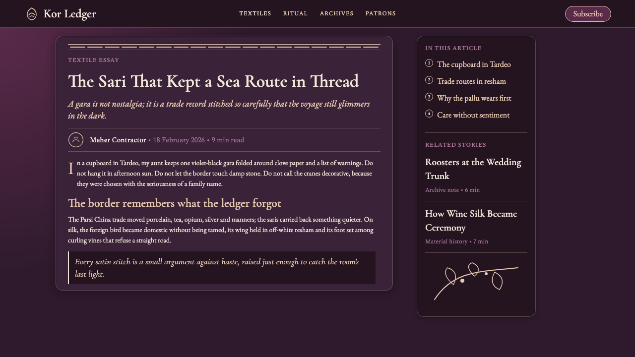 Parsi Gara Embroidery 设计风格用在文章页上