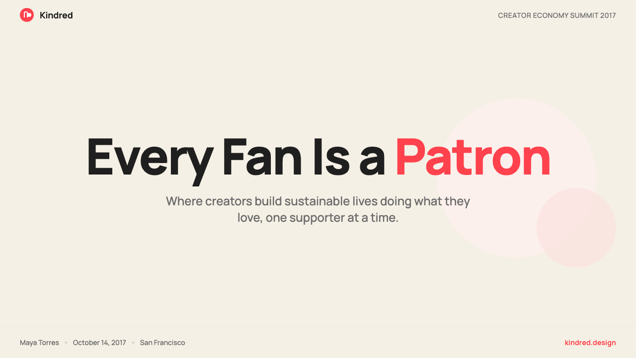 Patreon 2017 设计风格用在幻灯片 · 封面上