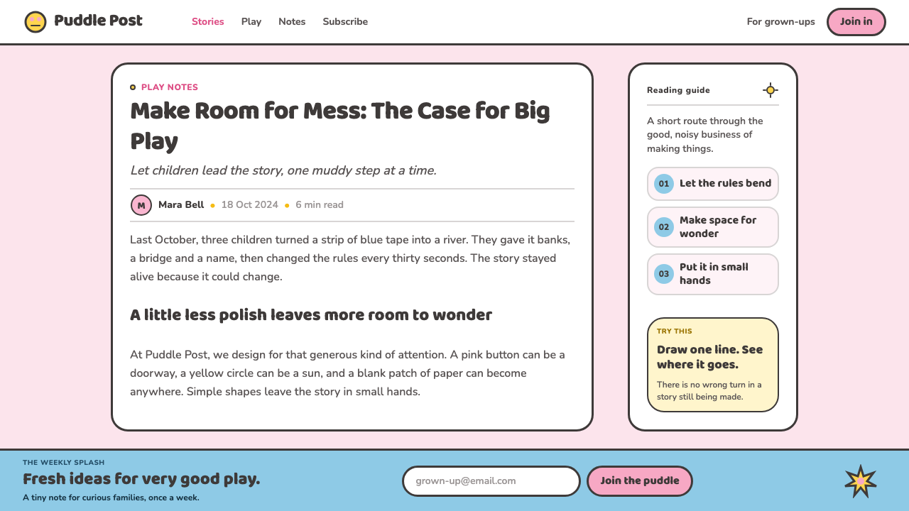 Peppa Pig (2004) design style applied to a Article page