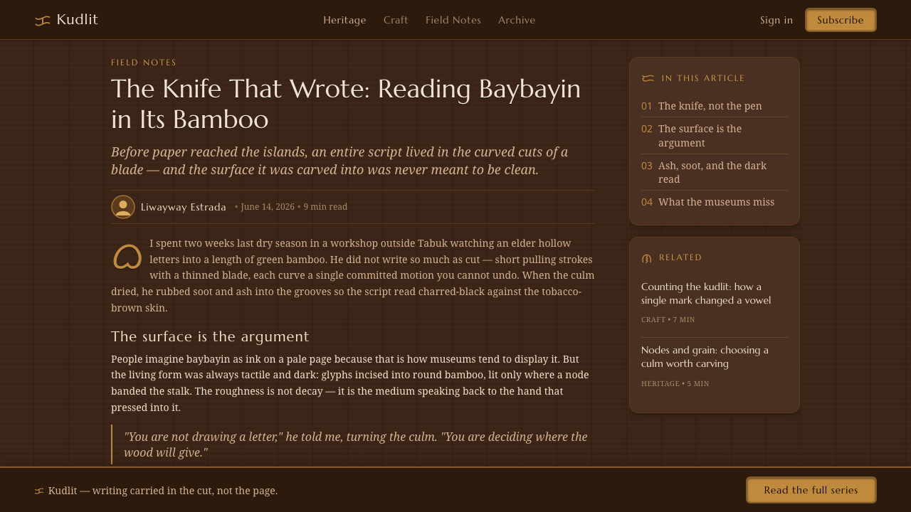 Baybayin Script 设计风格用在文章页上