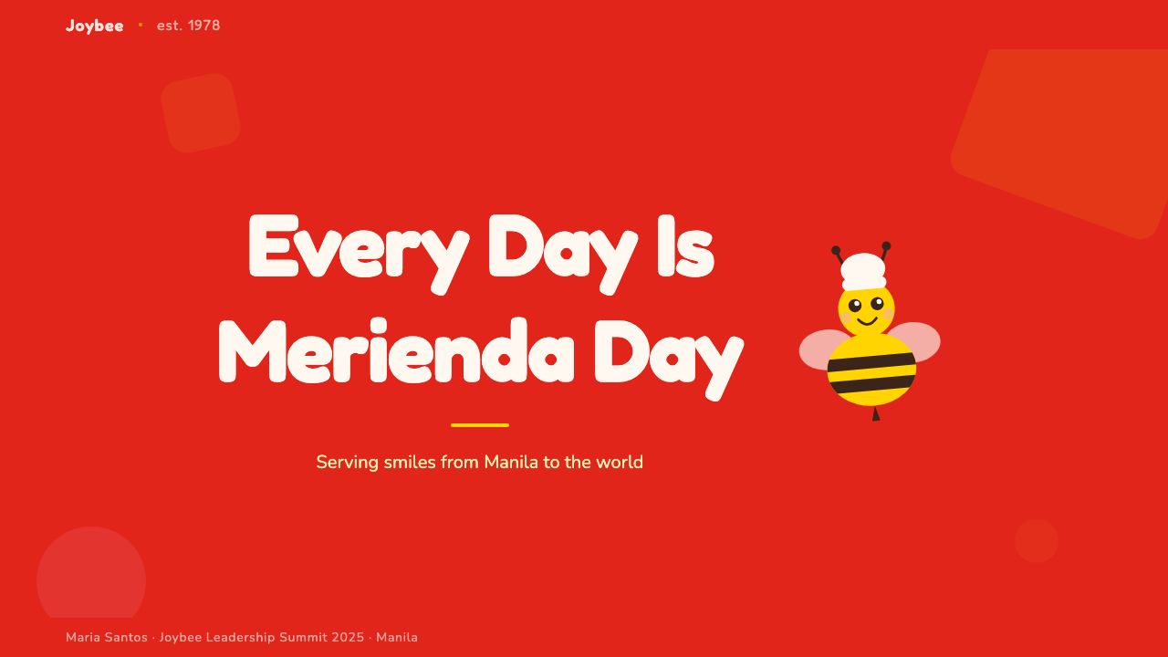 Philippines Jollibee Bee Mascot design style applied to a Slide · cover