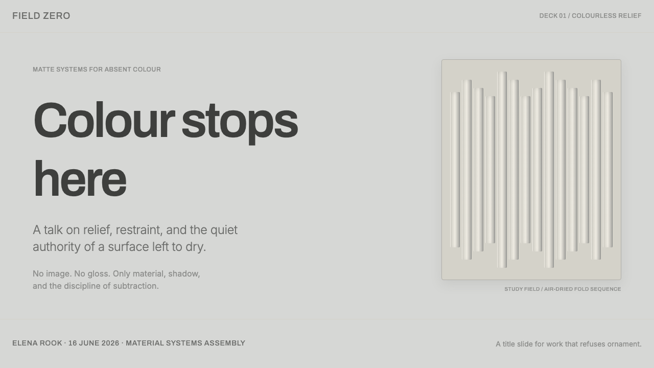 Piero Manzoni Achrome design style applied to a Slide · cover