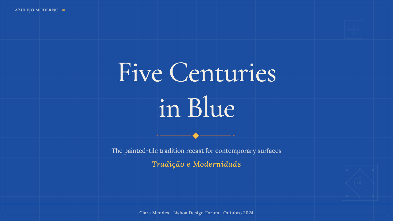 Portuguese Azulejo Modern design style applied to a Slide · cover