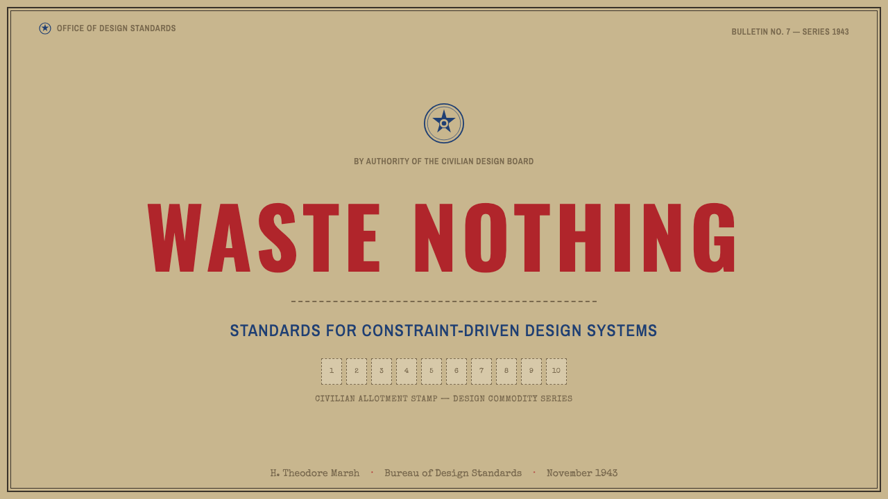 Wartime Ration Coupon design style applied to a Slide · cover
