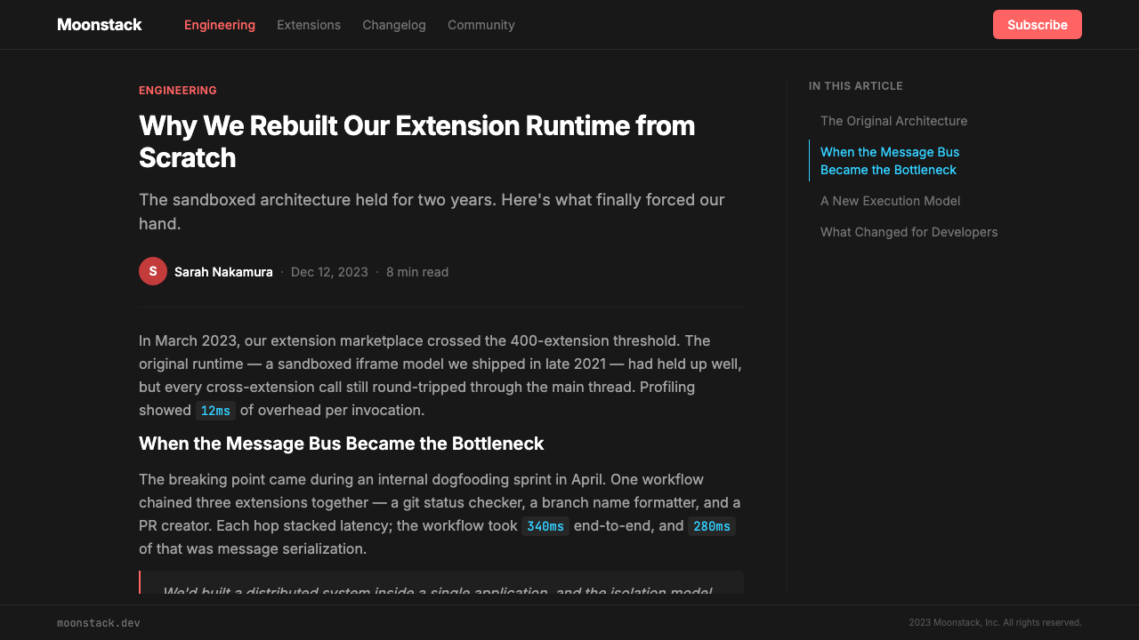 Raycast Spotlight Launcher (2023) design style applied to a Article page