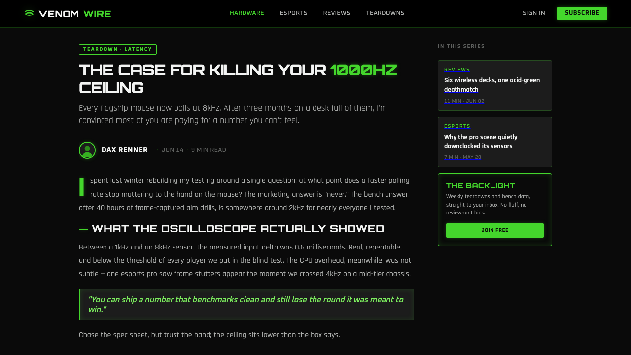 Razer Chroma Green 设计风格用在文章页上