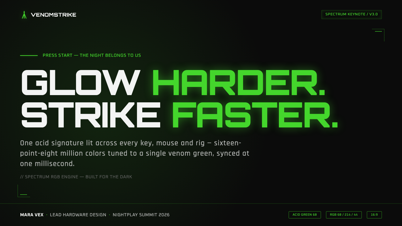 Razer Chroma Green 设计风格用在幻灯片 · 封面上