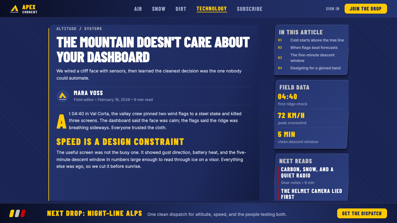 Red Bull Extreme Sports 设计风格用在文章页上