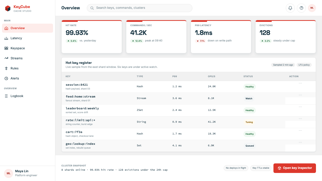 Redis Cache Red 设计风格用在仪表盘上