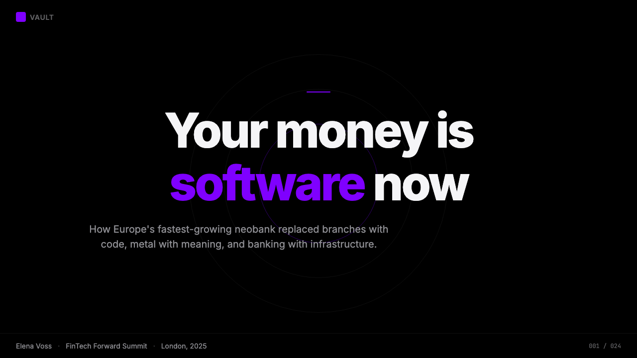Revolut Black Finance design style applied to a Slide · cover