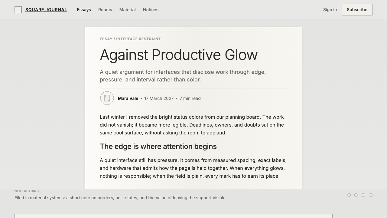 Robert Ryman White Painting design style applied to a Article page