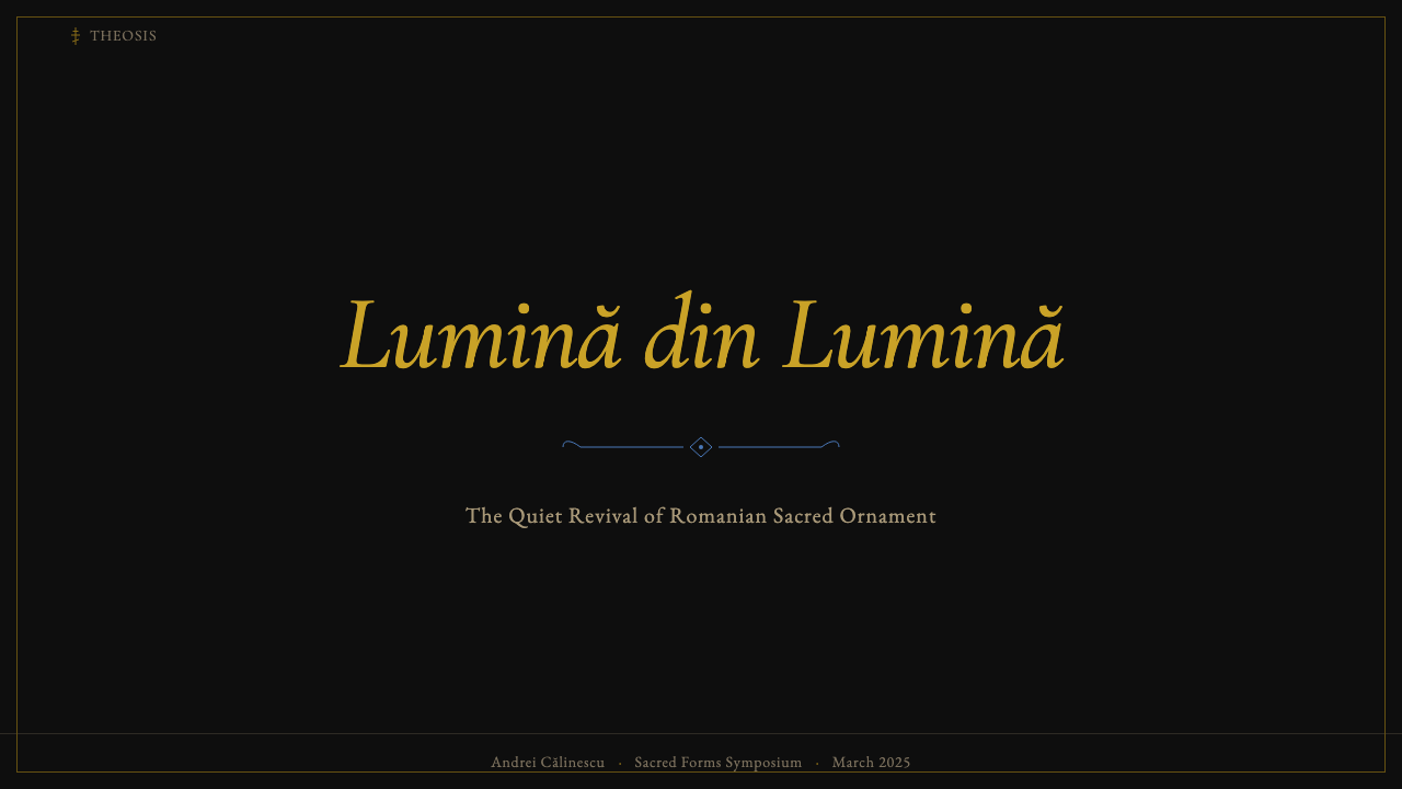 Romanian Orthodox Modern Revival design style applied to a Slide · cover