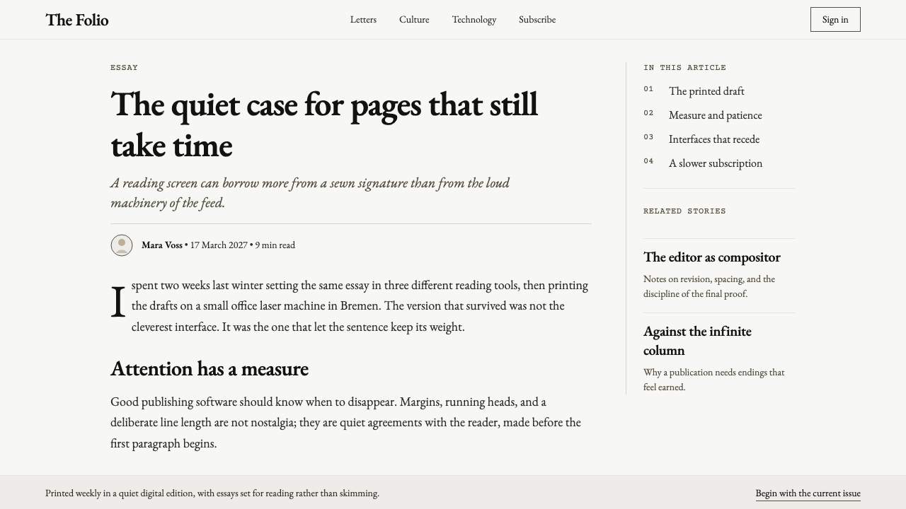 Sabon by Jan Tschichold design style applied to a Article page