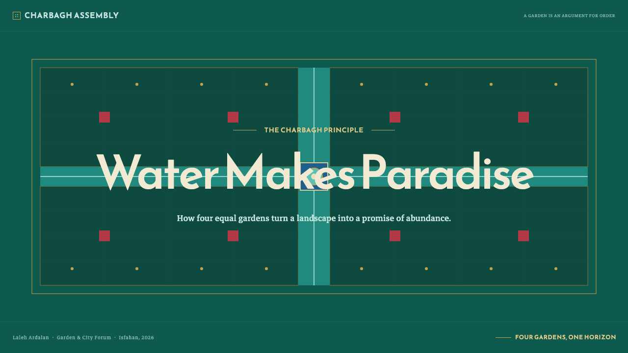 Safavid Charbagh Plan design style applied to a Slide · cover