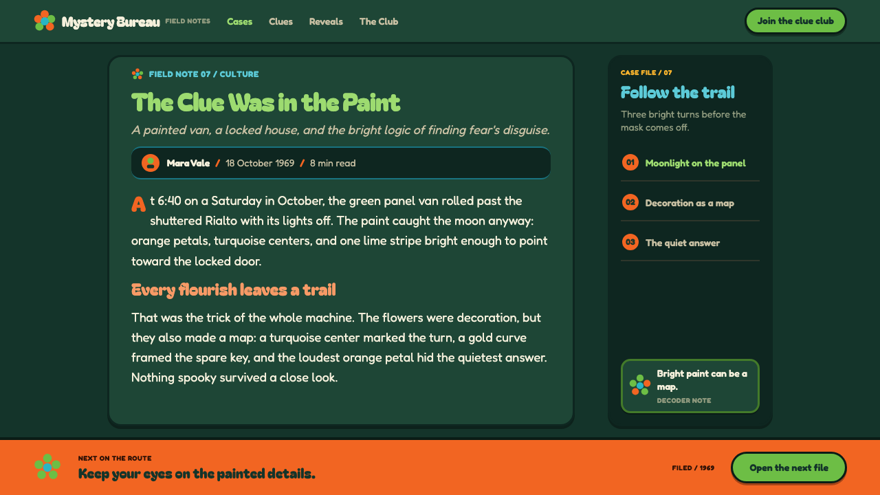 Mystery Machine (Scooby-Doo 1969) design style applied to a Article page