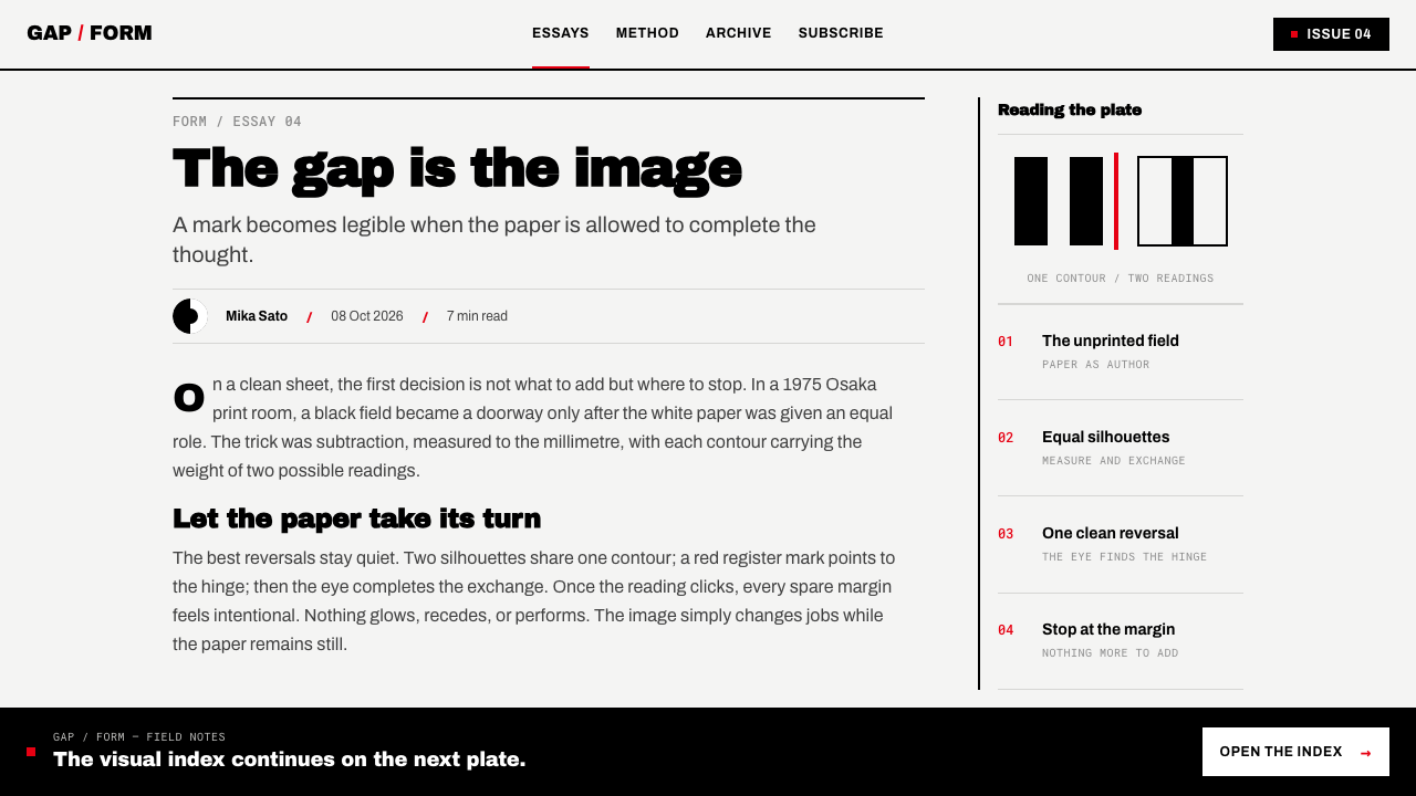 Shigeo Fukuda Optical design style applied to a Article page