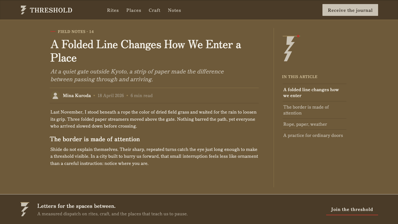 Shinto Shide Paper Streamer design style applied to a Article page