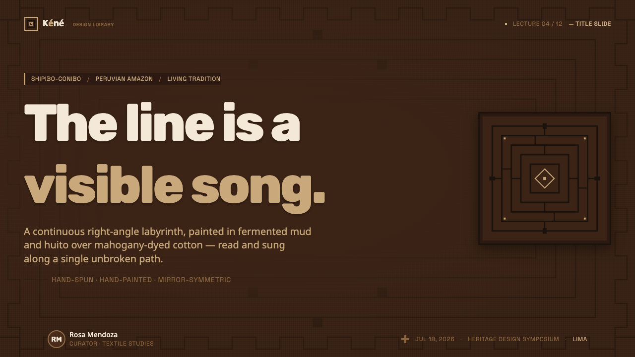 Shipibo Kené Pattern design style applied to a Slide · cover