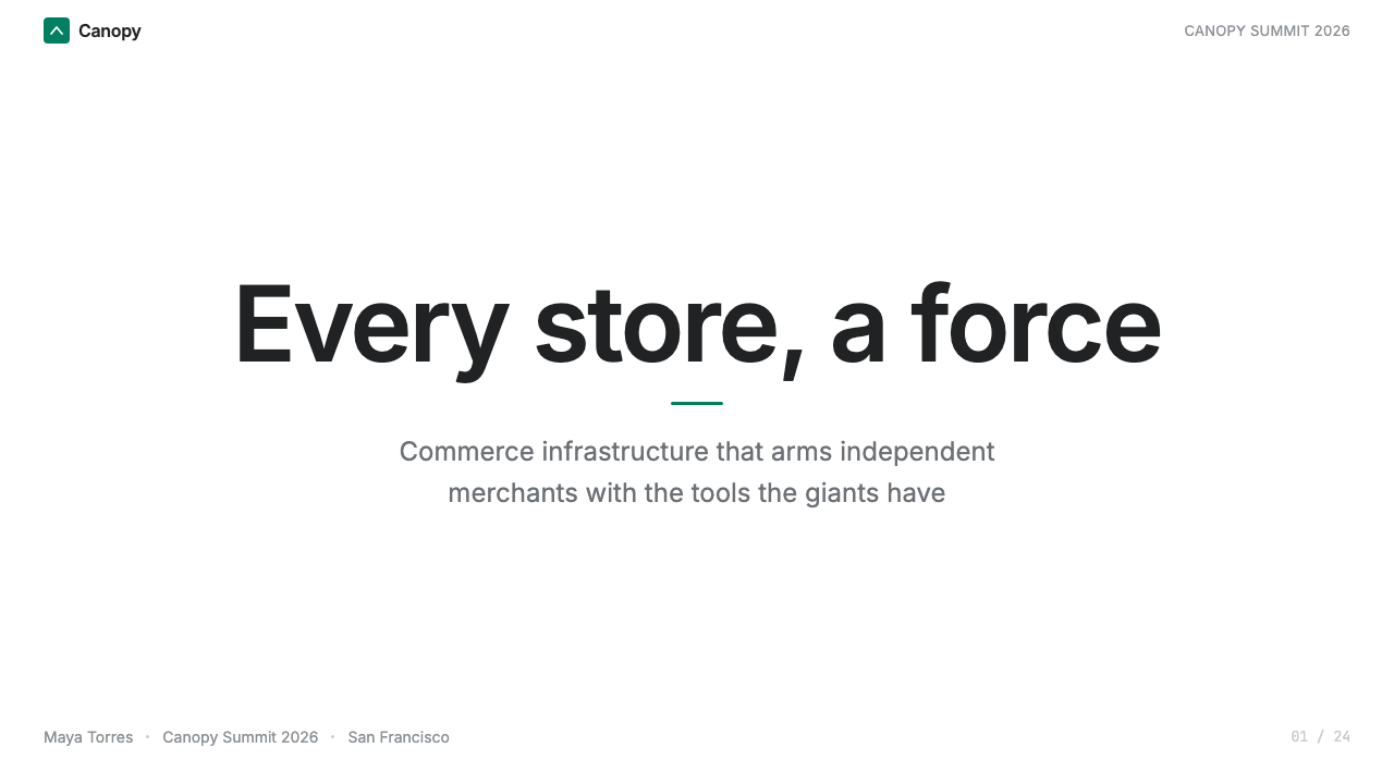 Shopify Modern 设计风格用在幻灯片 · 封面上