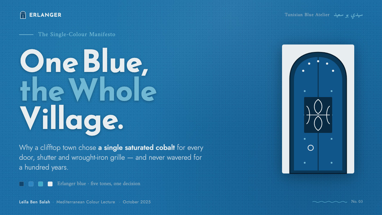 Sidi Bou Said Blue design style applied to a Slide · cover