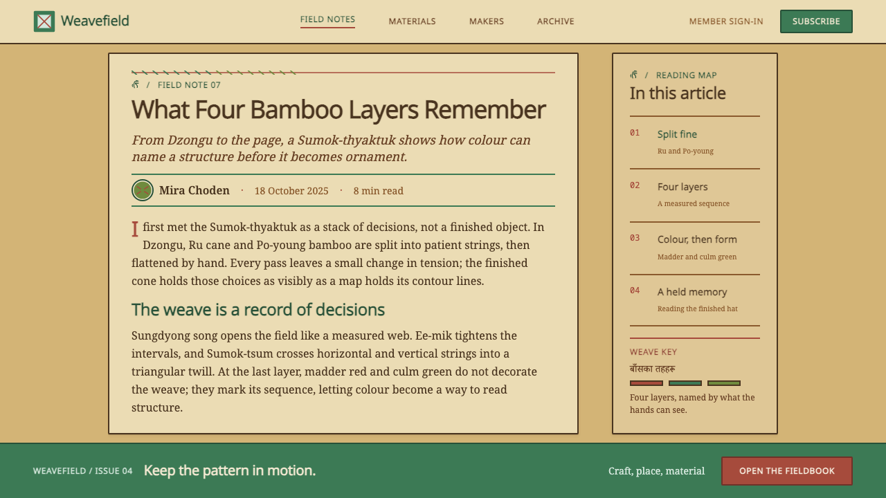 Lepcha Bamboo Craft design style applied to a Article page