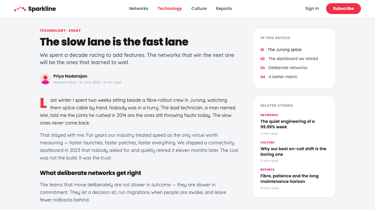 Singtel Modern Brand design style applied to a Article page