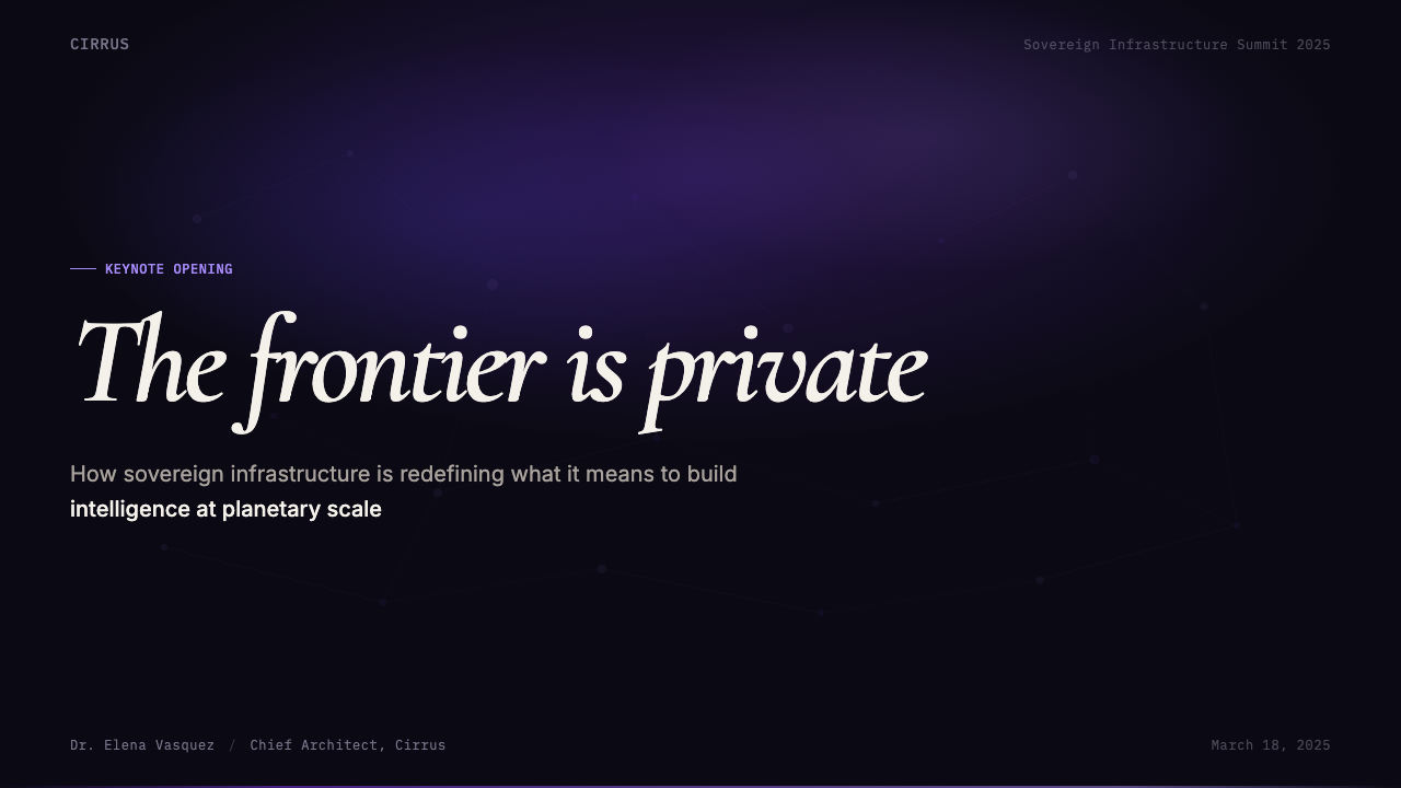 Sky App Private Cloud (2024) design style applied to a Slide · cover