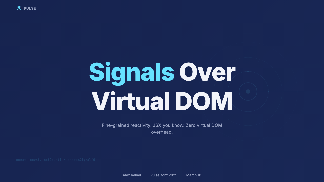 SolidJS Reactive Framework design style applied to a Slide · cover