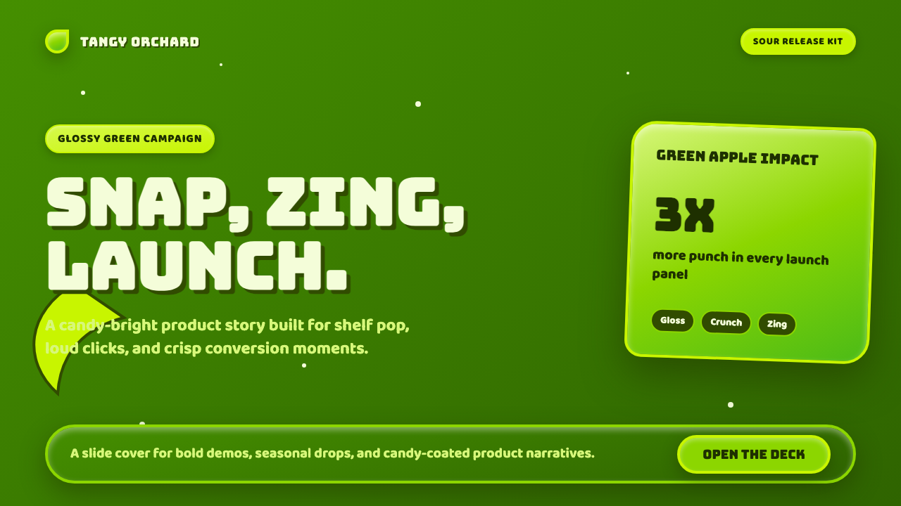 Sour Apple Candy Green design style applied to a Slide · cover
