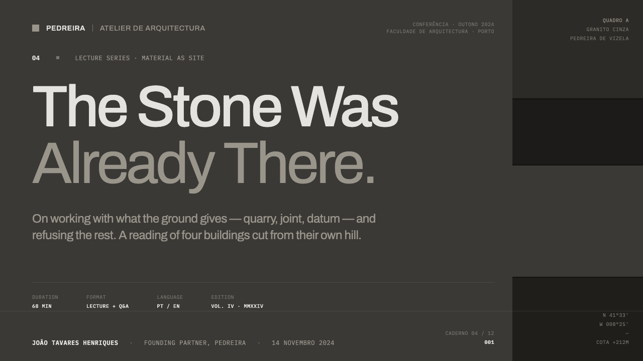 Souto de Moura Granite design style applied to a Slide · cover