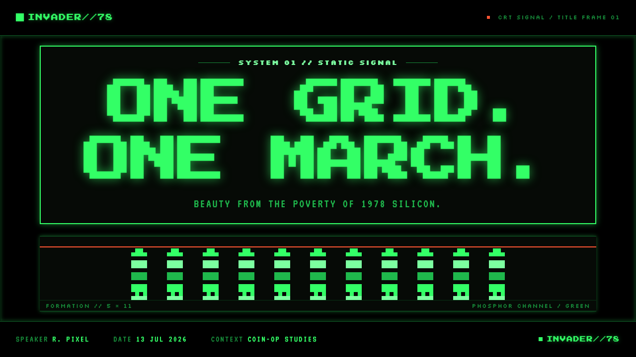 Space Invaders (1978) design style applied to a Slide · cover