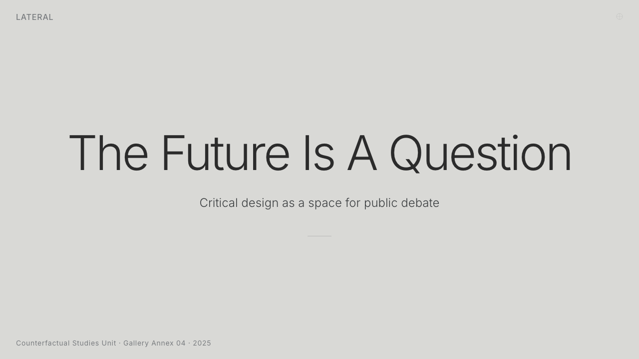 Speculative Design (Dunne & Raby) 设计风格用在幻灯片 · 封面上