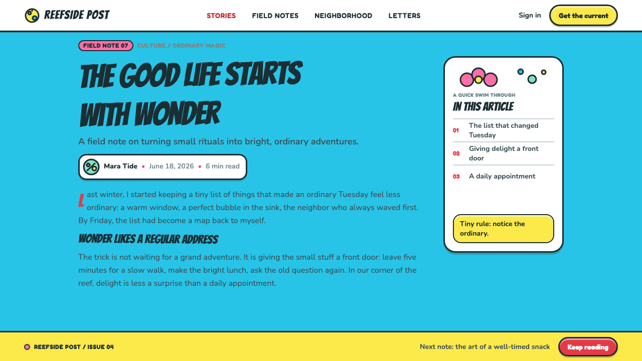 SpongeBob Bikini Bottom (1999) design style applied to a Article page