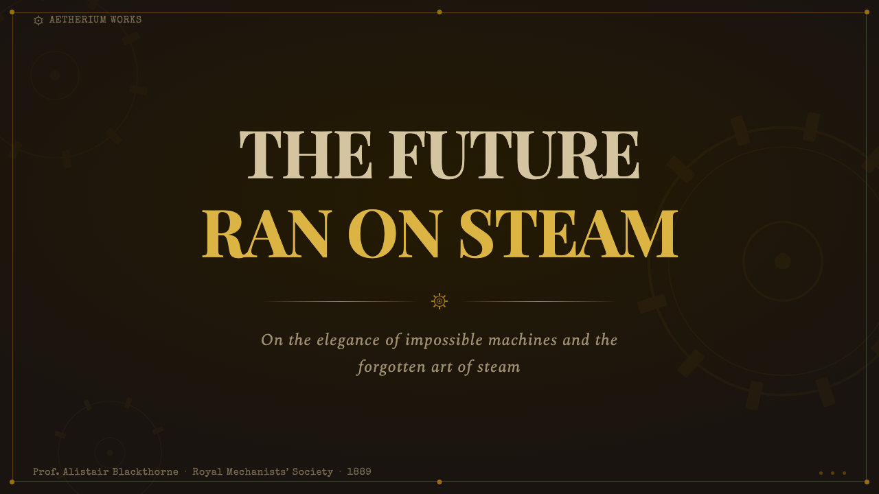 Steampunk Victorian 设计风格用在幻灯片 · 封面上