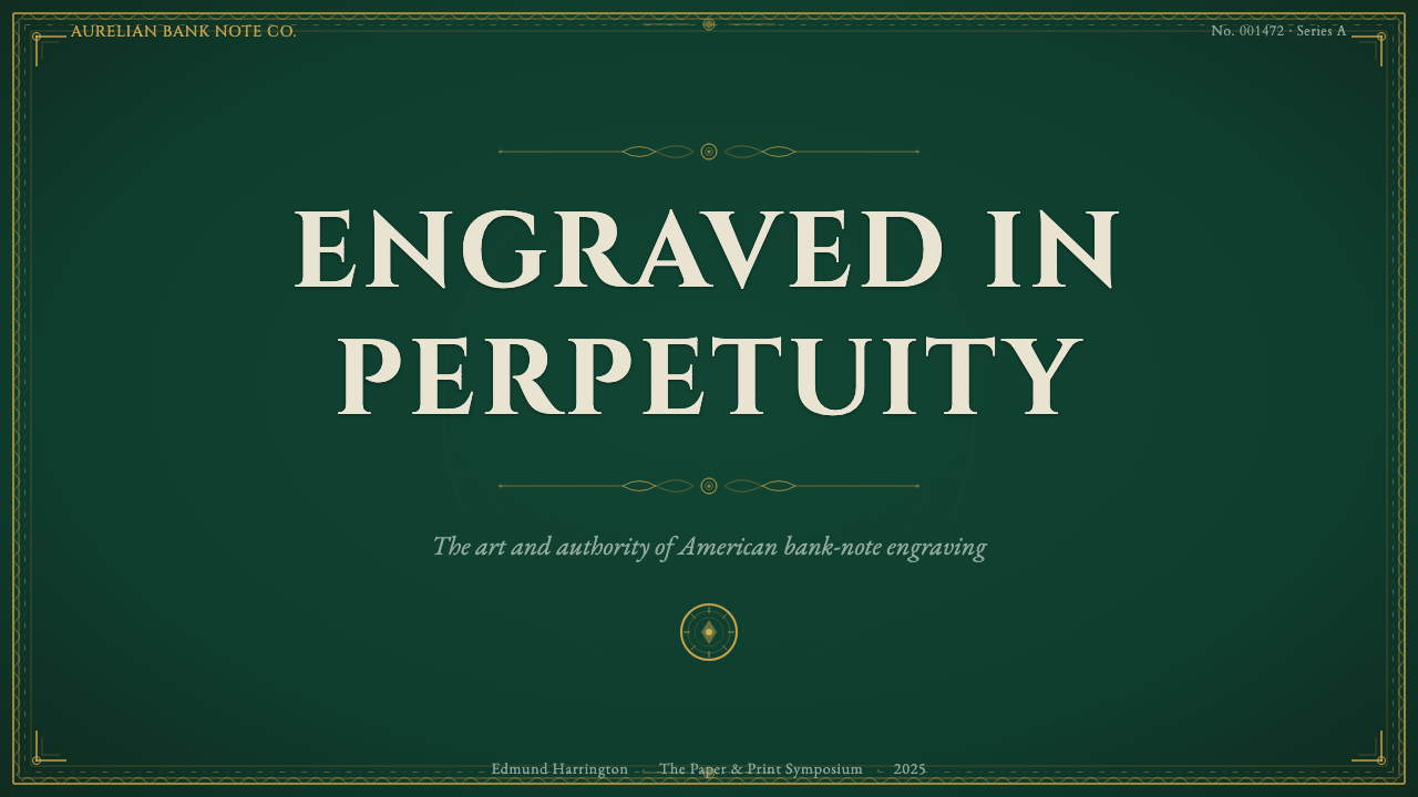 Stock Certificate design style applied to a Slide · cover