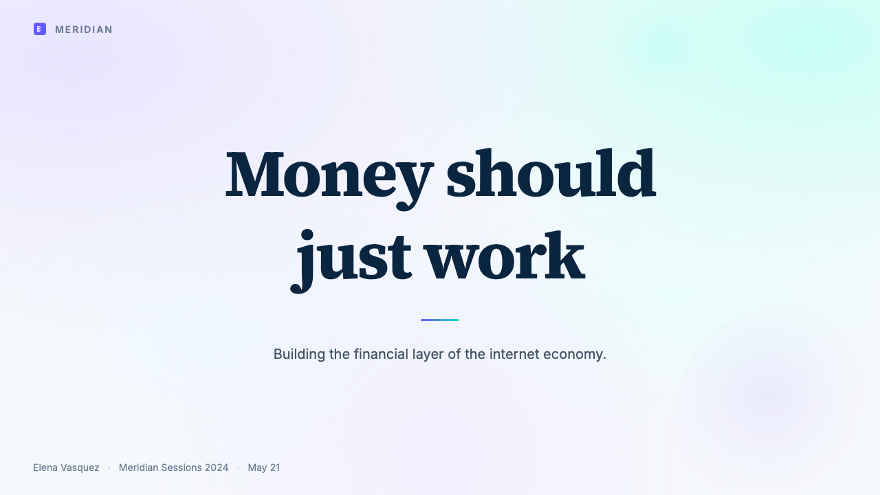 Stripe 2024 设计风格用在幻灯片 · 封面上