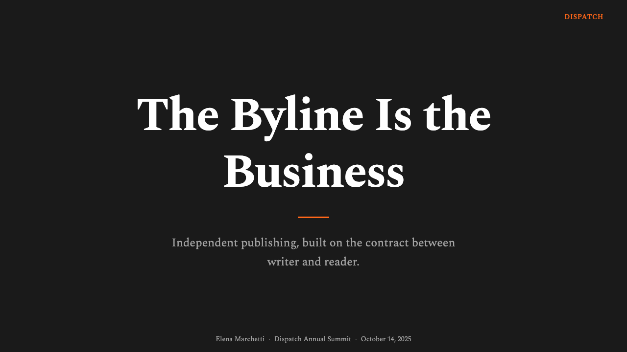 Substack Orange Newsletter design style applied to a Slide · cover