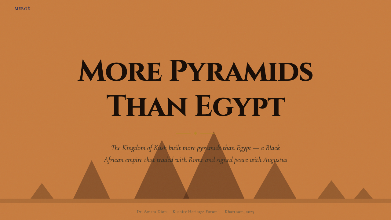 Sudanese Nubian Meroë Pyramid 设计风格用在幻灯片 · 封面上