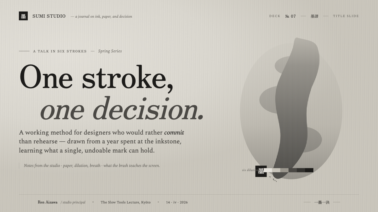 Sumi Grayscale Gradient design style applied to a Slide · cover
