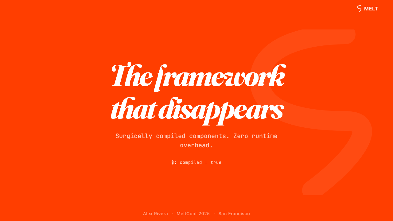 Svelte Compiler Orange design style applied to a Slide · cover