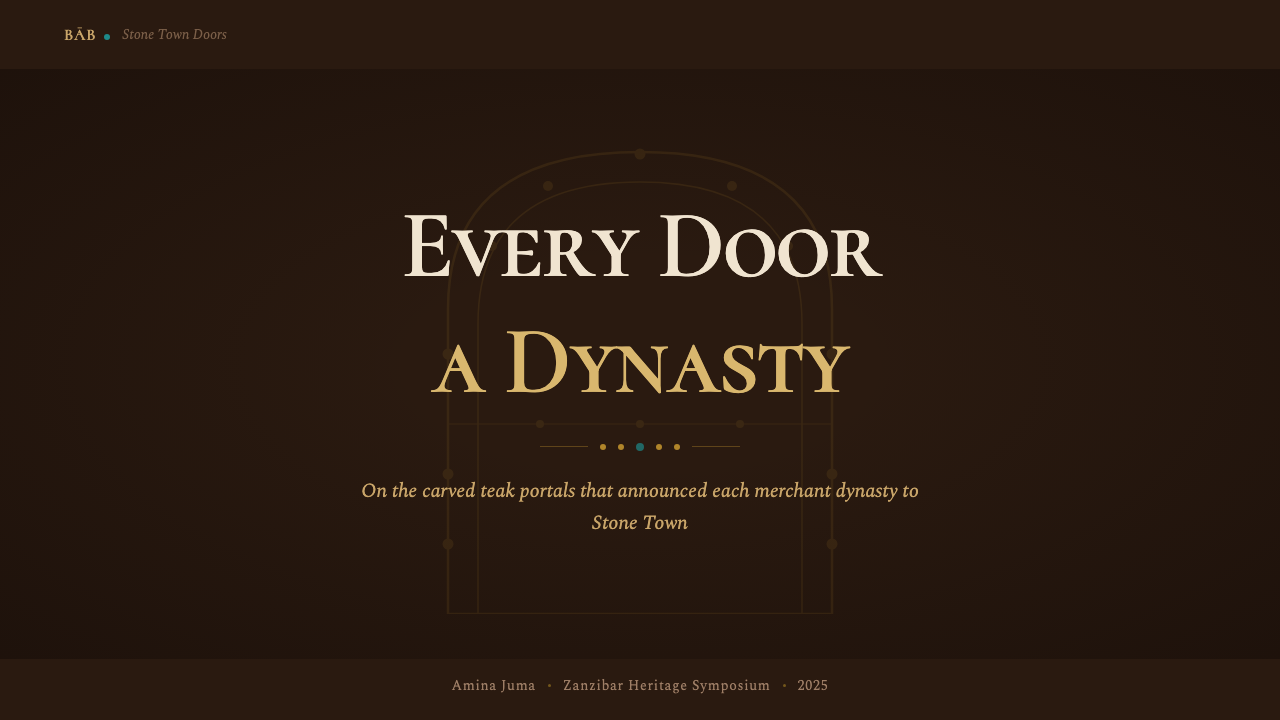 Swahili Stone Town Door design style applied to a Slide · cover