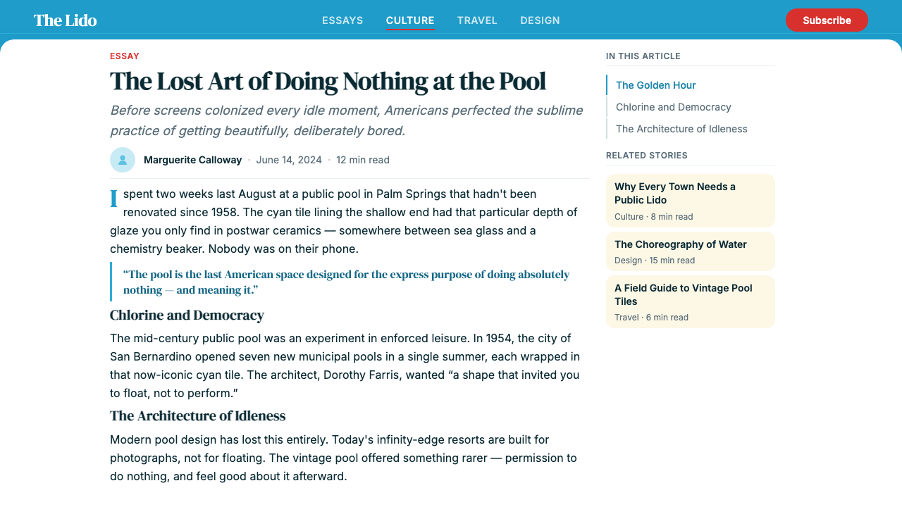 Swimming Pool Vintage Cyan Tile (1950) 设计风格用在文章页上