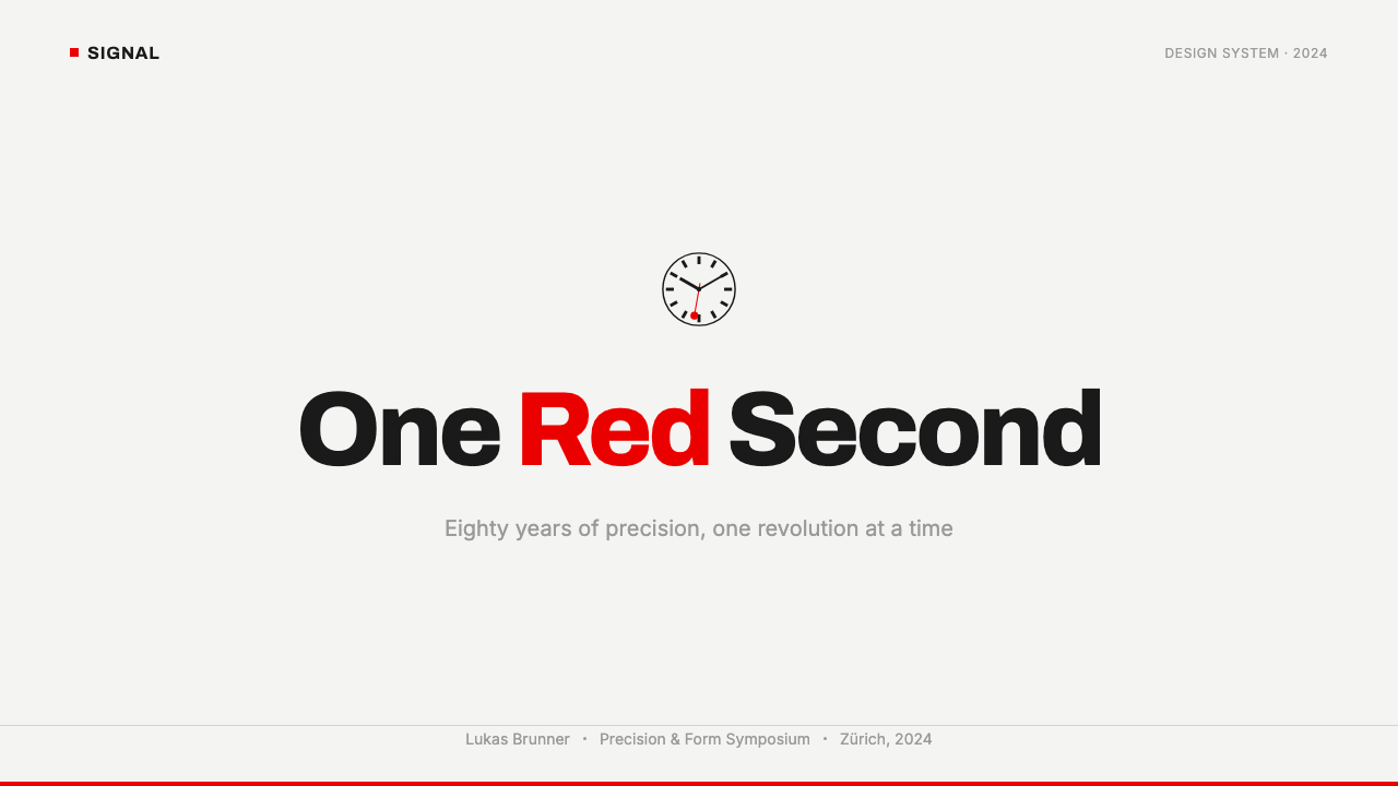 Swiss Railway Clock design style applied to a Slide · cover
