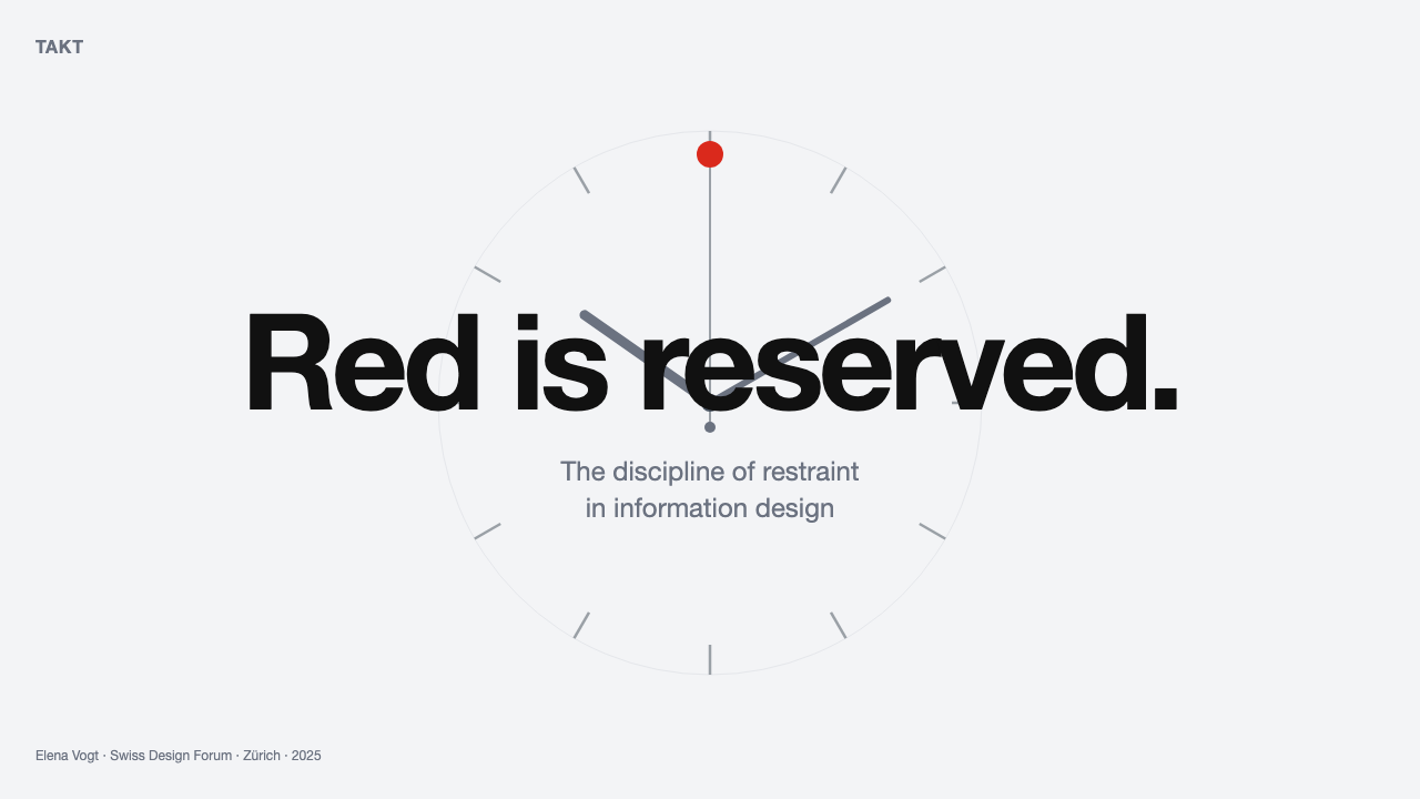 Swiss Railway Clock design style applied to a Slide · cover