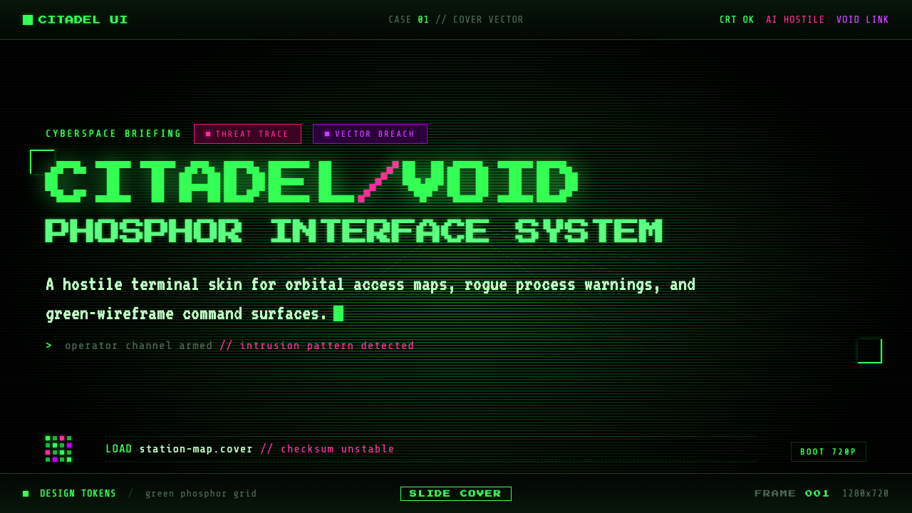 System Shock (Citadel cyberspace) design style applied to a Slide · cover