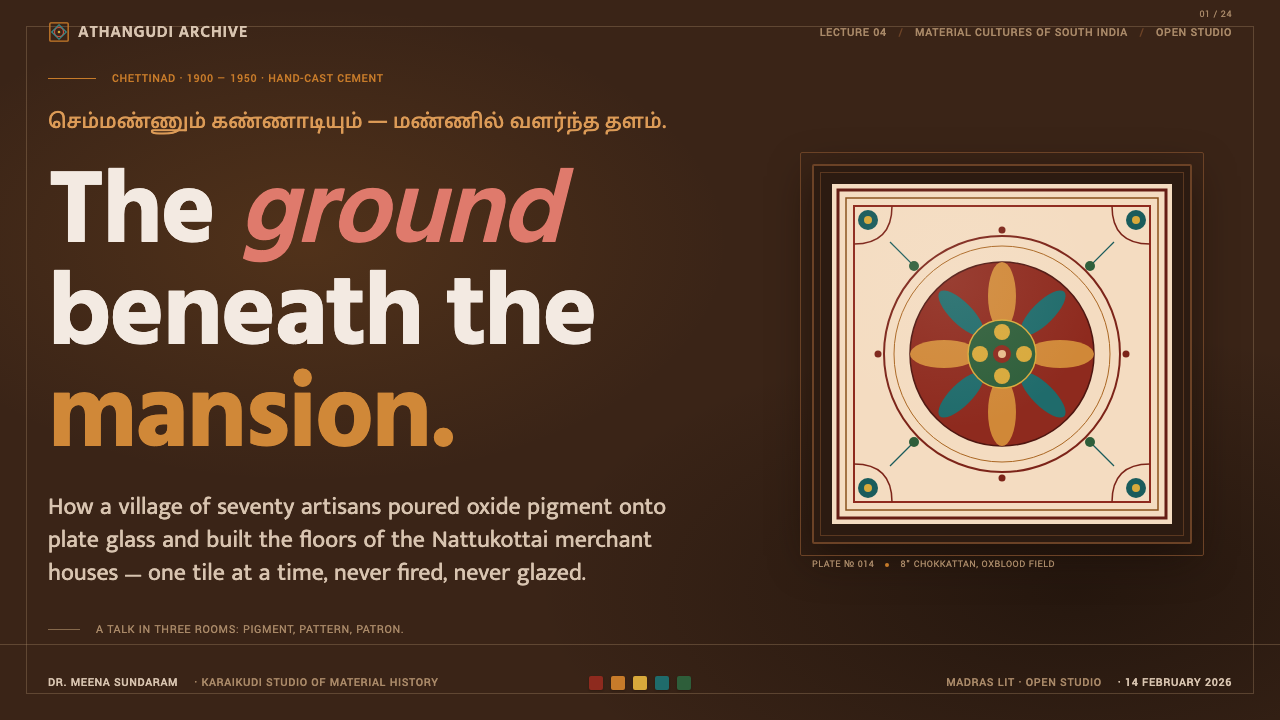 Chettinad Athangudi Tiles design style applied to a Slide · cover